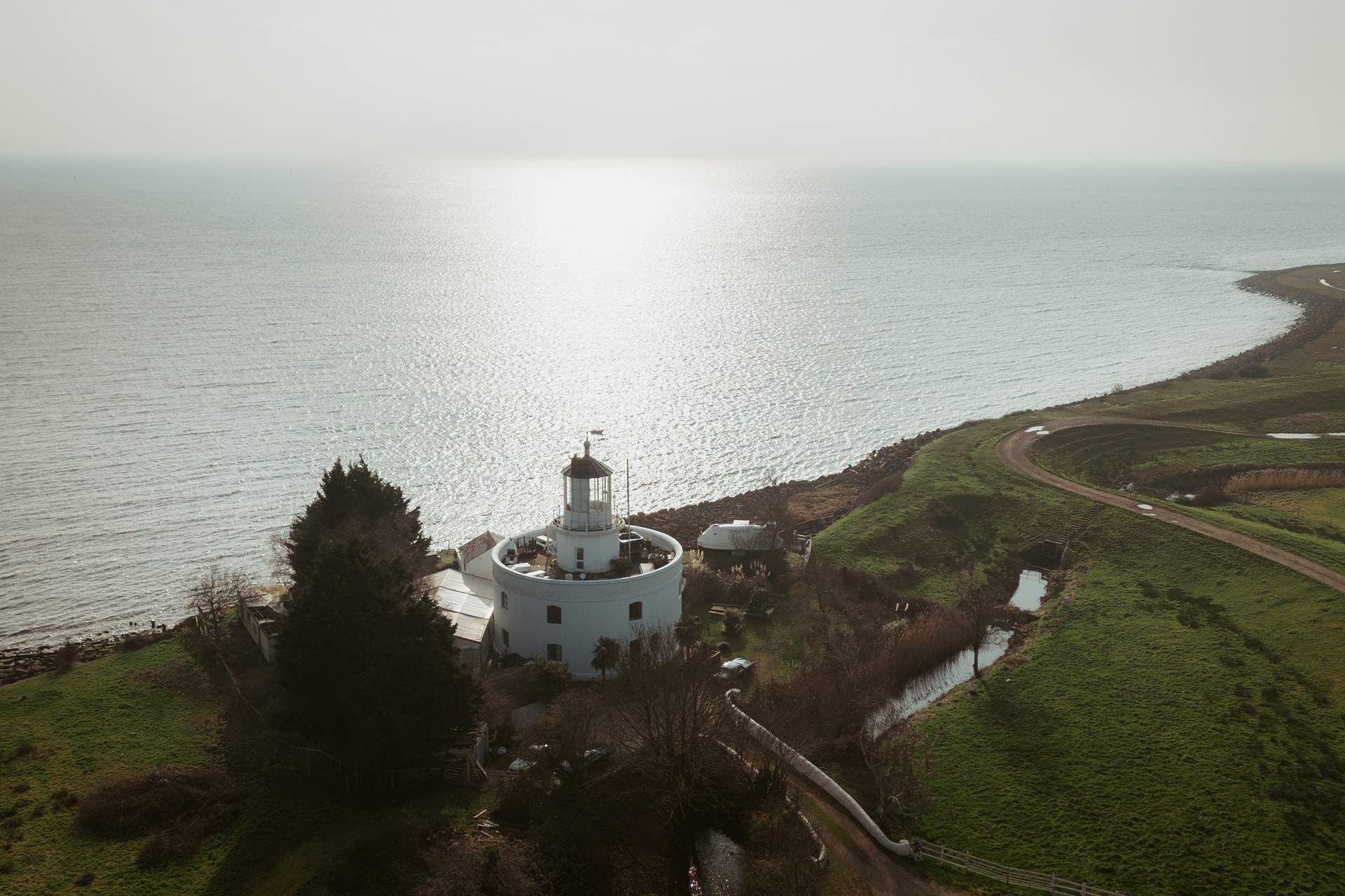 The cabin neighbours the historic West Usk Lighthouse. 