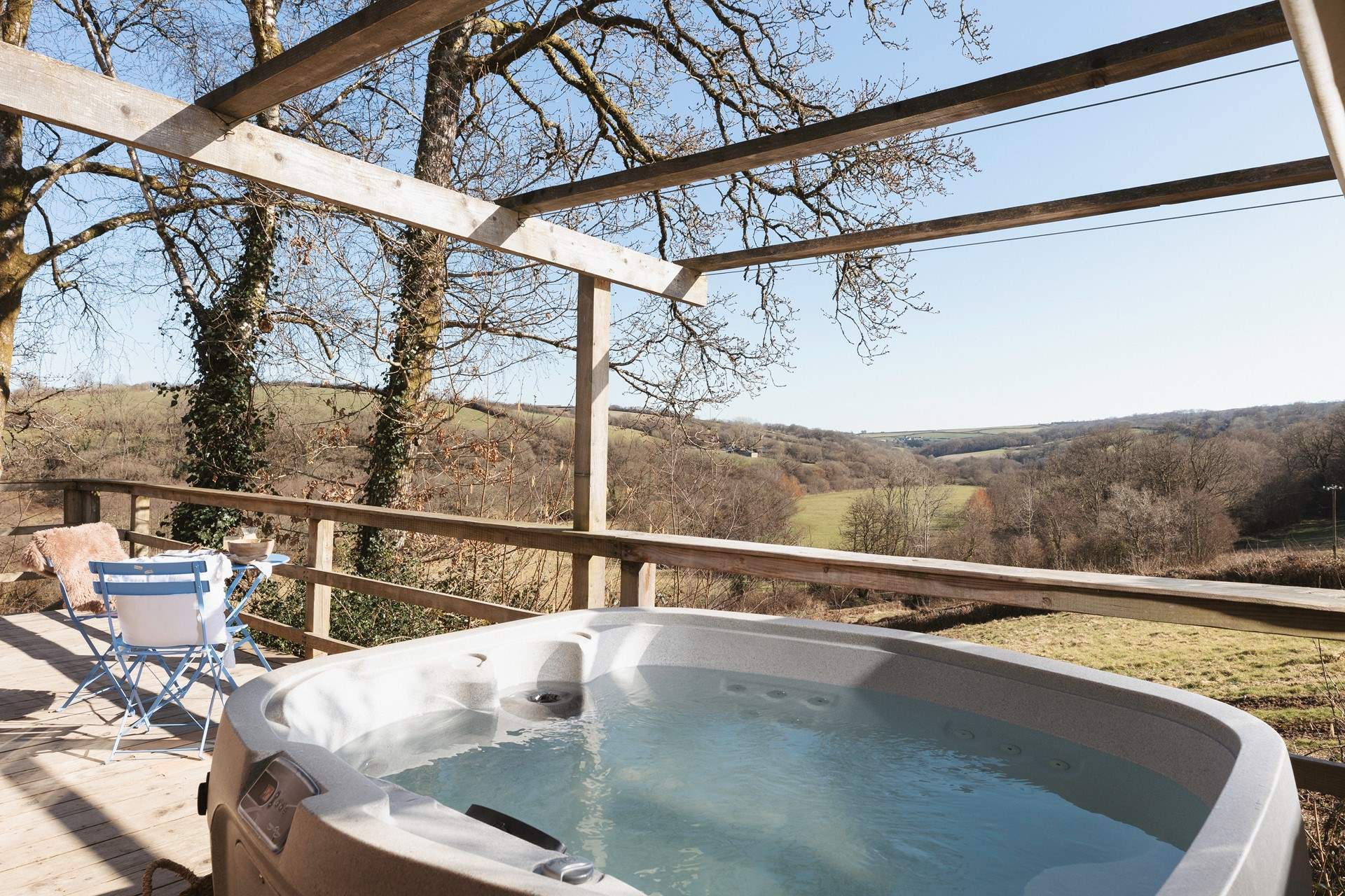 Or unwind in the bubbling hot tub.
