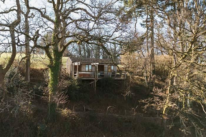 Hazel is a Woodland cabin with hot tub near South Molton.