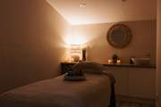 The relaxing treatment room is the perfect spot to relax with a massage or facial.