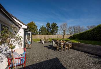 The rear garden has an impressive lawn.