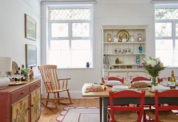 A touch of rustic elegance graces this beautifully styled dining-room.  