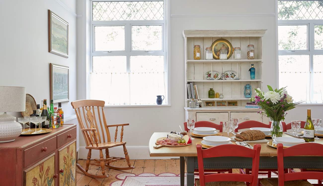 A touch of rustic elegance graces this beautifully styled dining-room.  