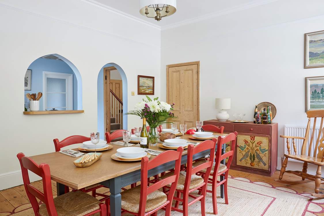 The arched openings add a touch of additional charm and a seamless connection with the kitchen.
