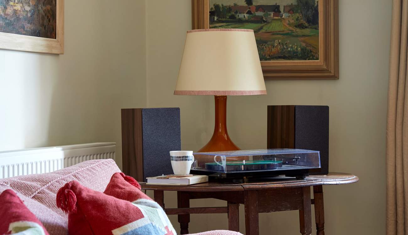 Vintage vibes and natural light create a perfect spot for relaxing entertainment. 