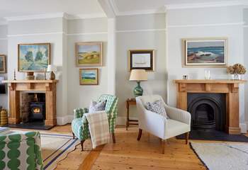 Perfectly balanced: the generous sitting-room showcases symmetry and harmony in its split design. 