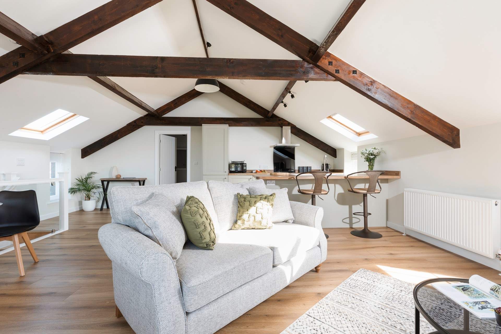 Kick back on the super comfy sofa.