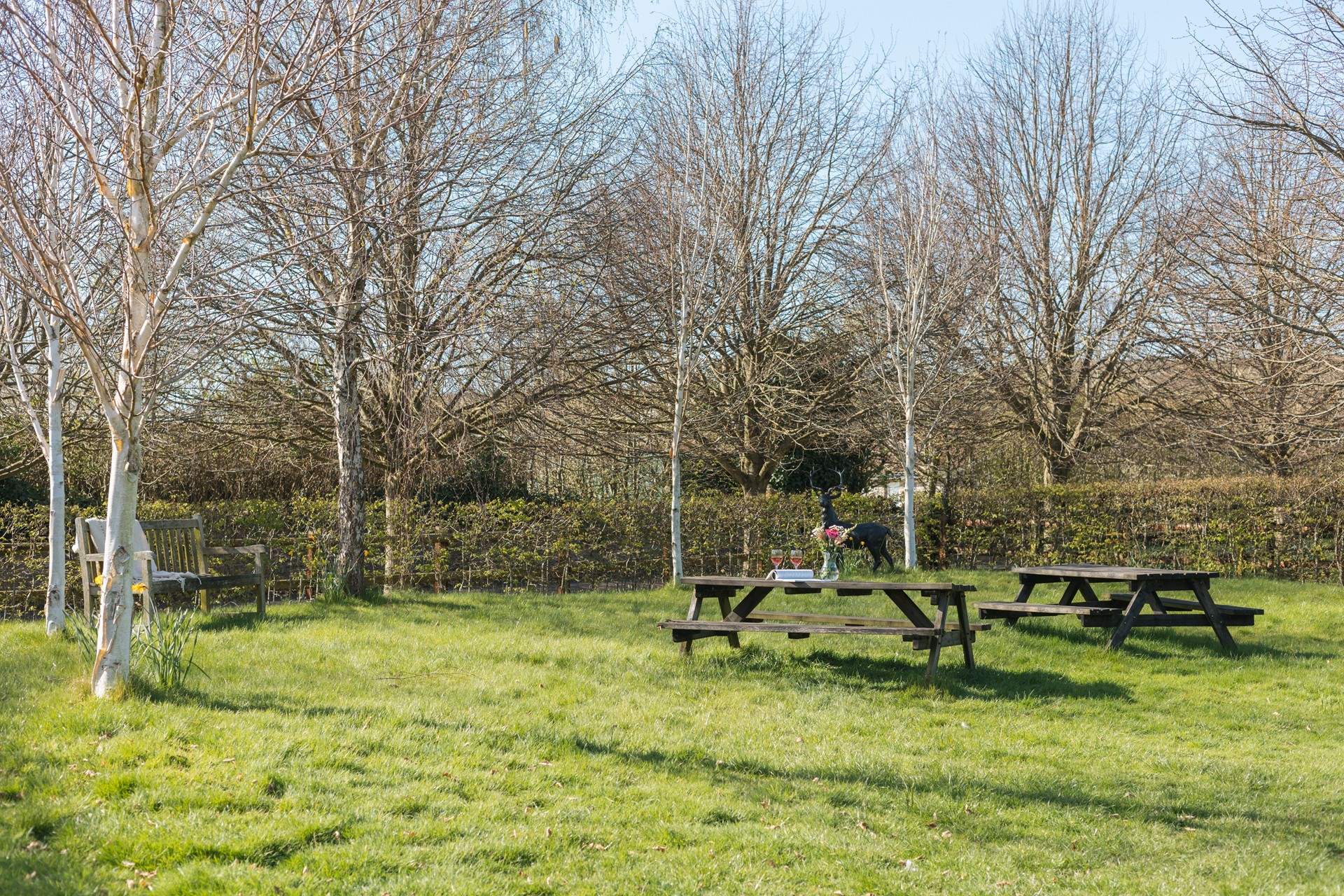 The garden area around the pond is shared with other holiday property guests but with plenty of seats to choose from you will always be able to find a spot to relax in.