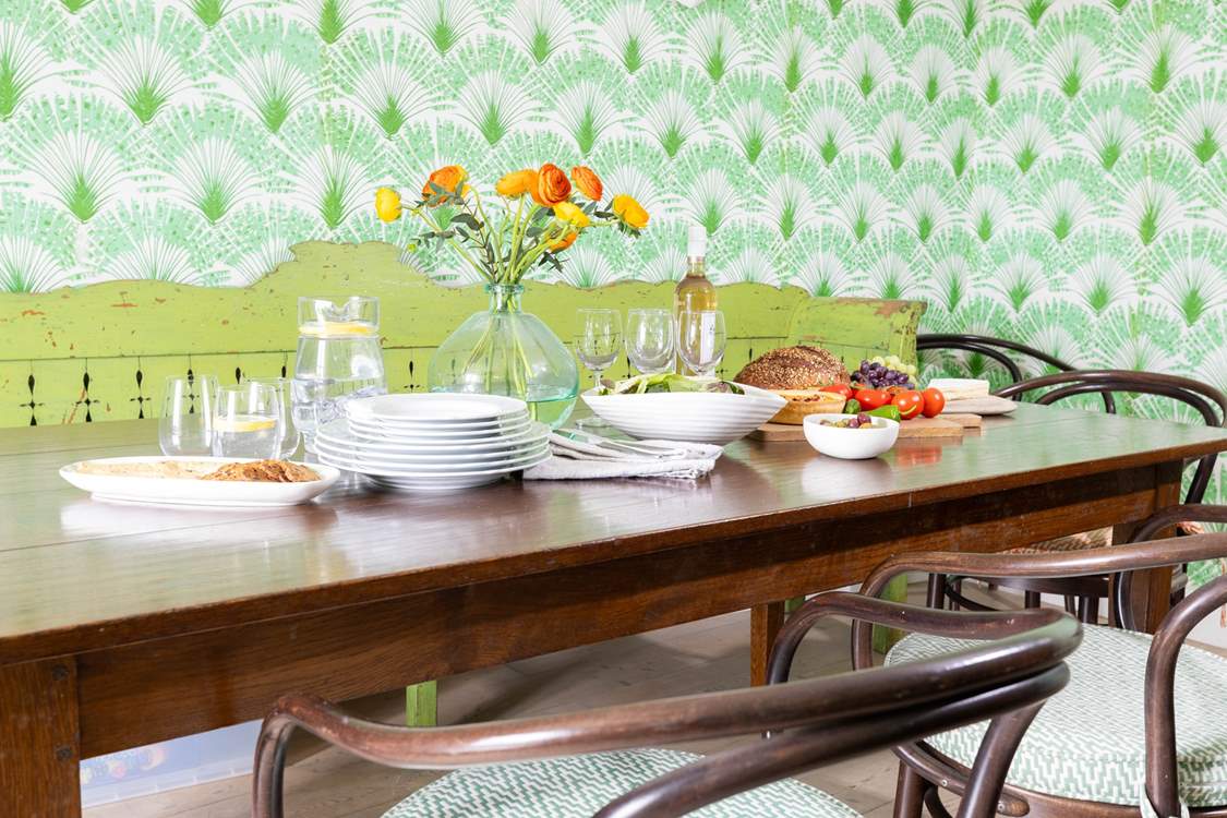 The furnishings are a quirky mix of modern and traditional.