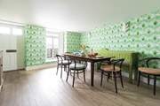 The gorgeous dining-room has views across the bay.