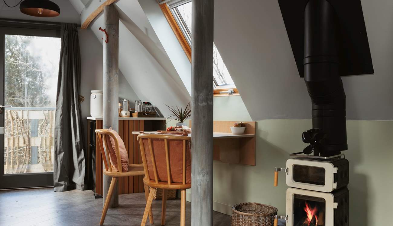 The wood-burner adds warmth throughout.