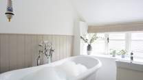 Unwind in a soothing bubble bath.