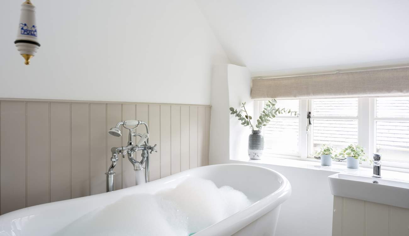 Unwind in a soothing bubble bath.