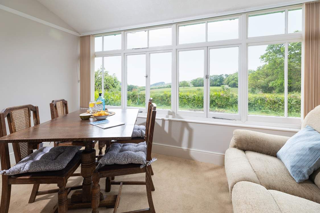 There are plenty of places to sit at this farmhouse and enjoy the outlook.