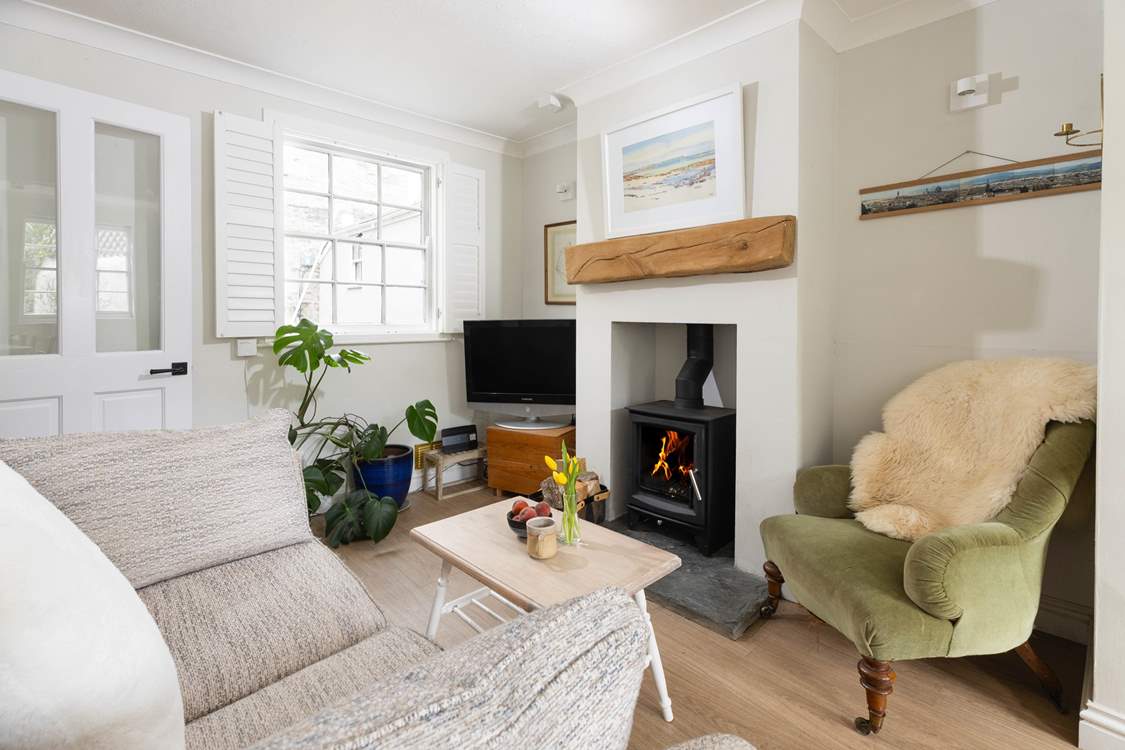 Snuggle up in front of the cosy wood-burner.