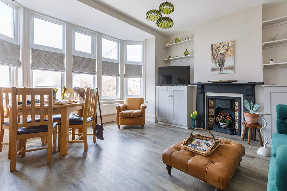 Open plan living with sea glimpses.