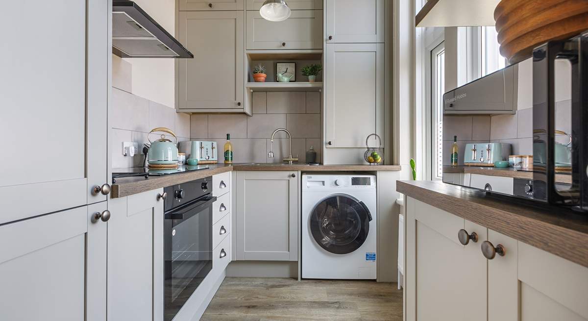 There's everything you will need in the well-equipped kitchen.