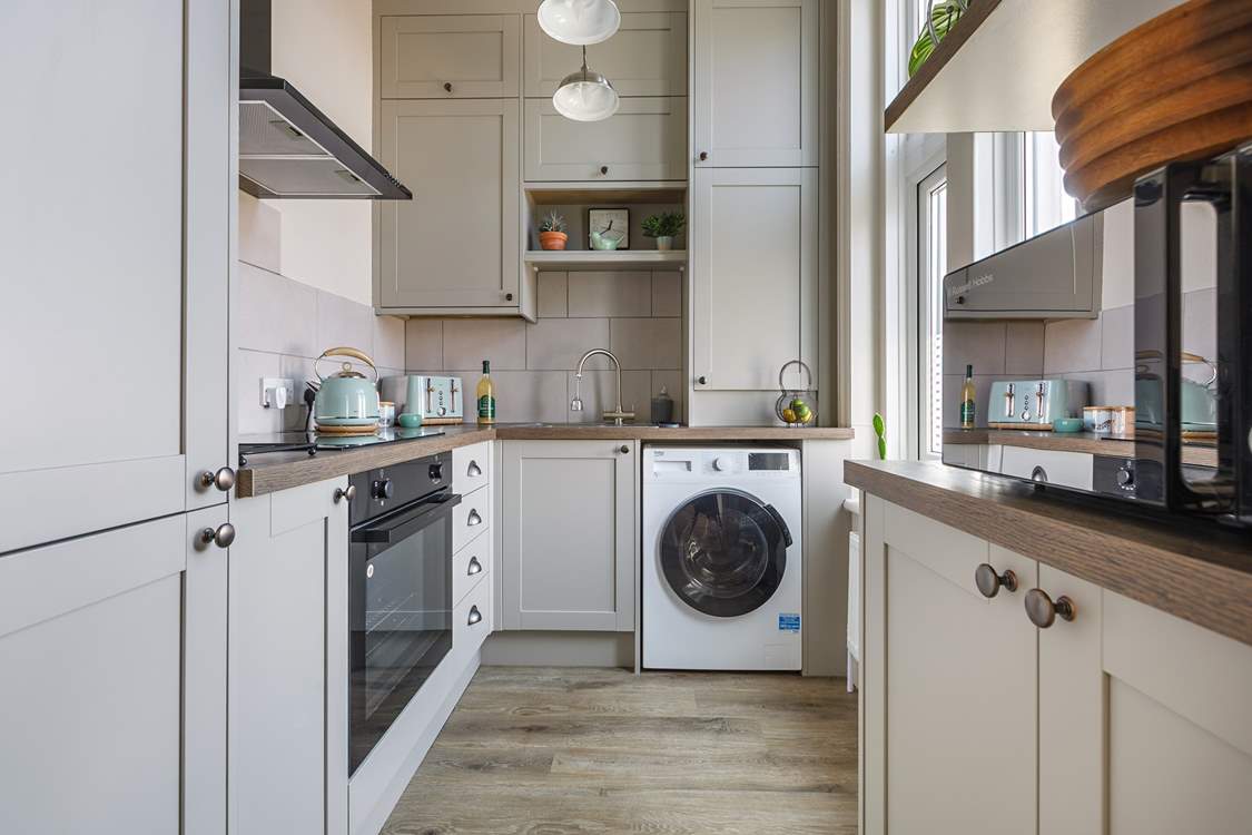 There's everything you will need in the well-equipped kitchen.