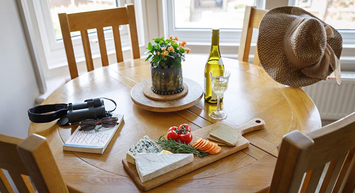 Savour some local delicacies by the large bay window.