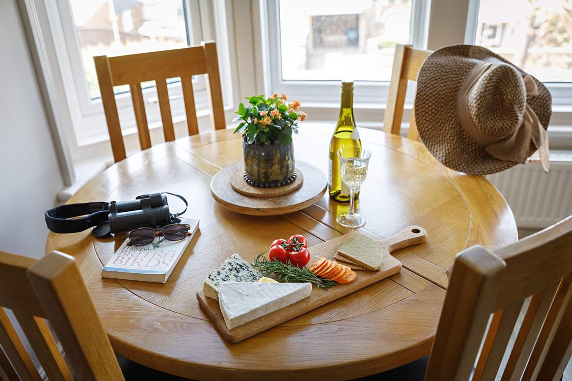 Savour some local delicacies by the large bay window.