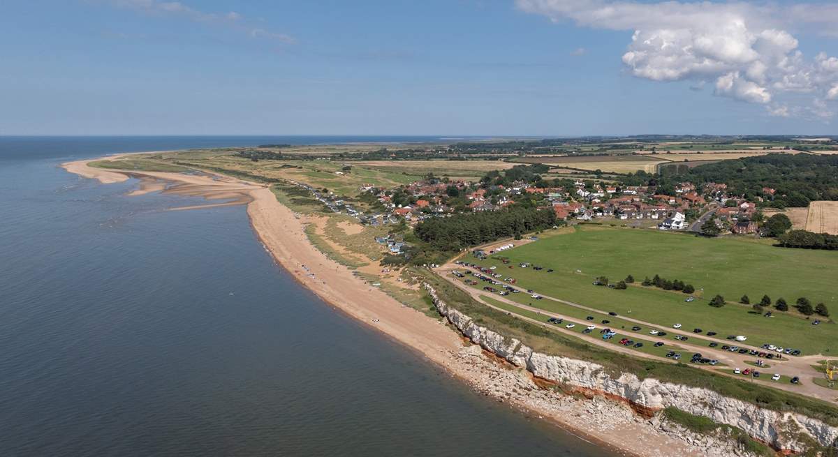 An aerial view of Old Hunstanton clifftops.