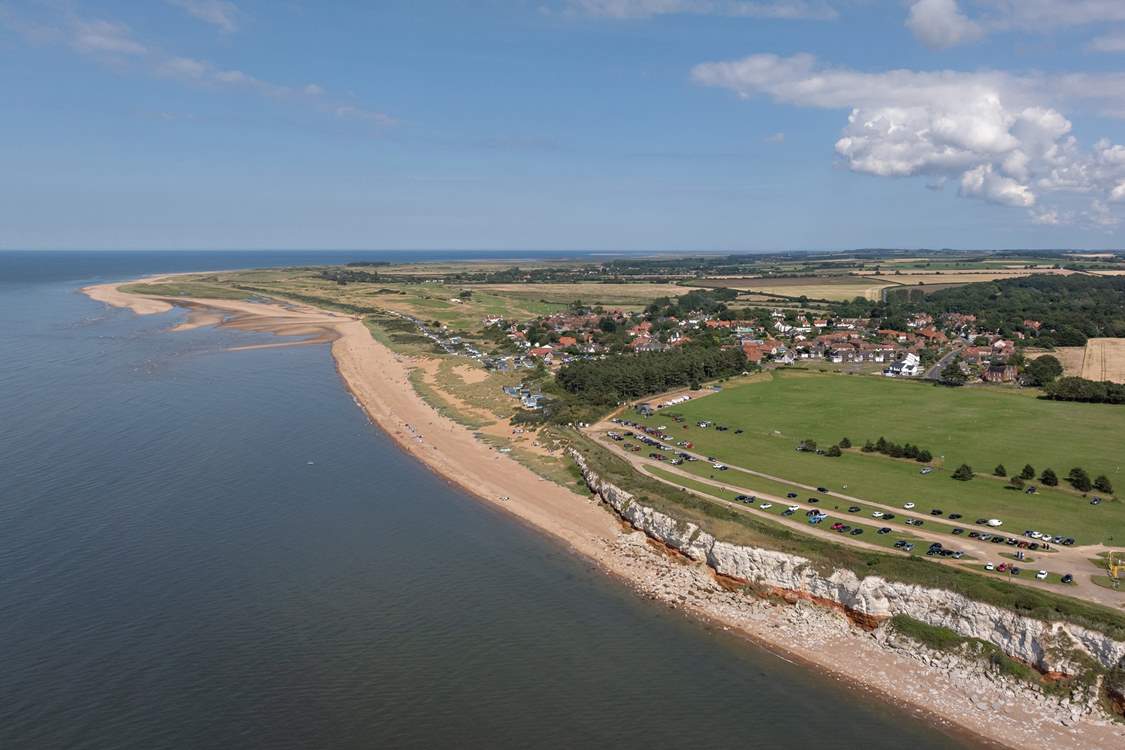 An aerial view of Old Hunstanton clifftops.