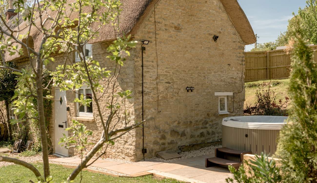 Luxuriate in the hot tub when you stay at 2 Old Turnpike Cottages.