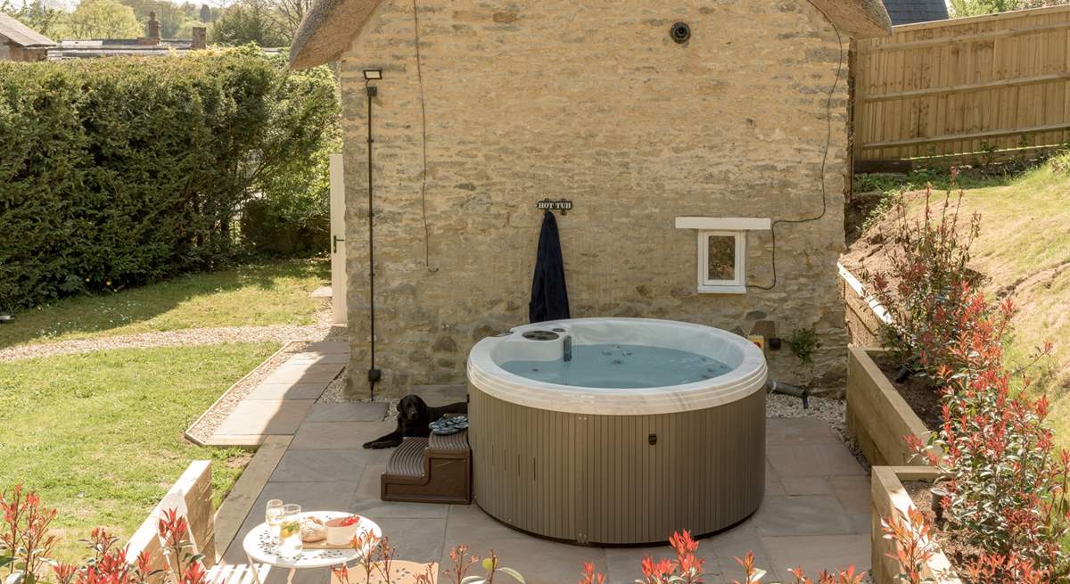 Relax in the hot tub at any time of year. 