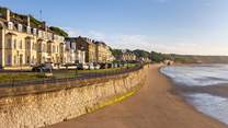 Beach Road in Filey runs parallel to the golden sands.