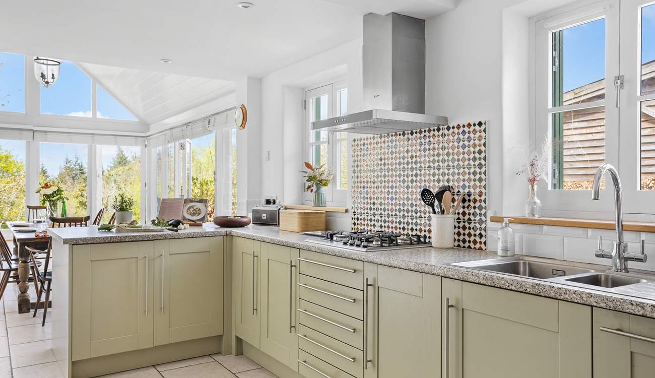 The beautiful kitchen is fully equipped with everything you will need to whip up any feast.