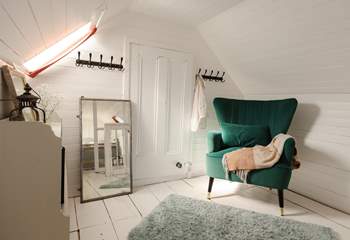 The bedroom is beautifully decorated. 