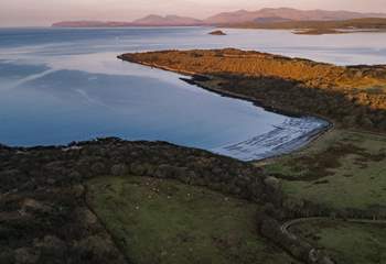 This aerial image shows how close Na Mara is to the private beach. 