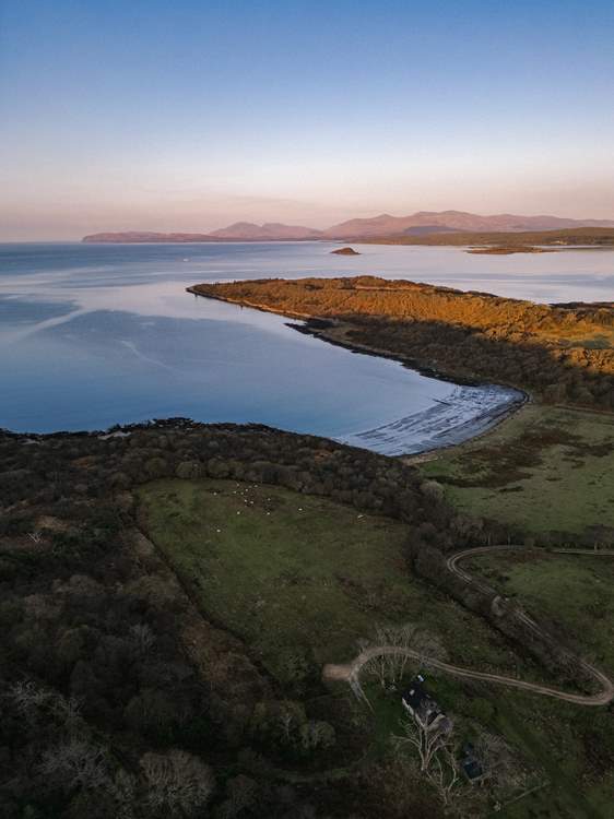 This aerial image shows how close Na Mara is to the private beach.