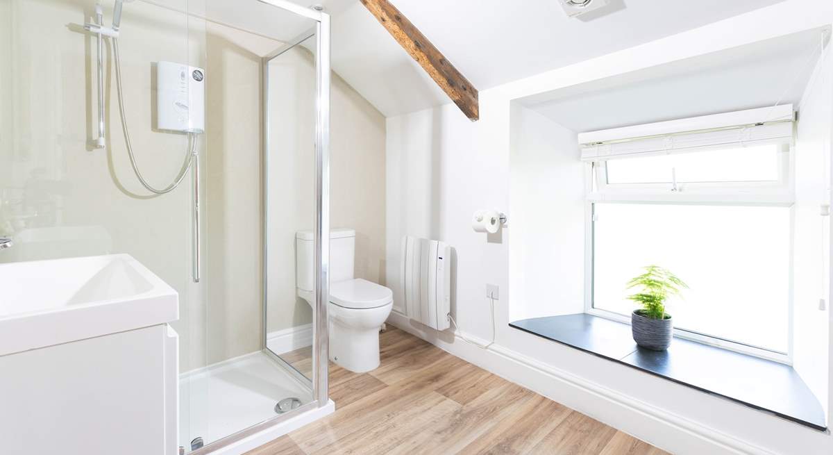 A very generous, newly appointed family shower-room. 