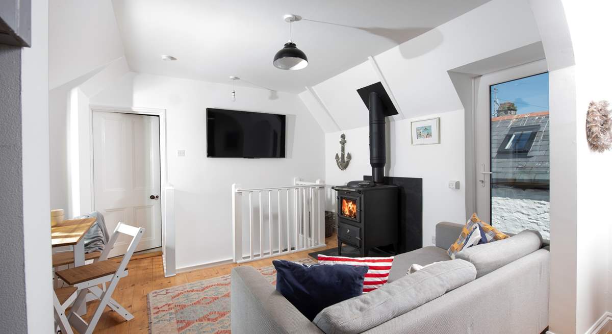 The king-size bedroom is on the ground floor, head down the stairs for a sweet single room and a family bathroom.