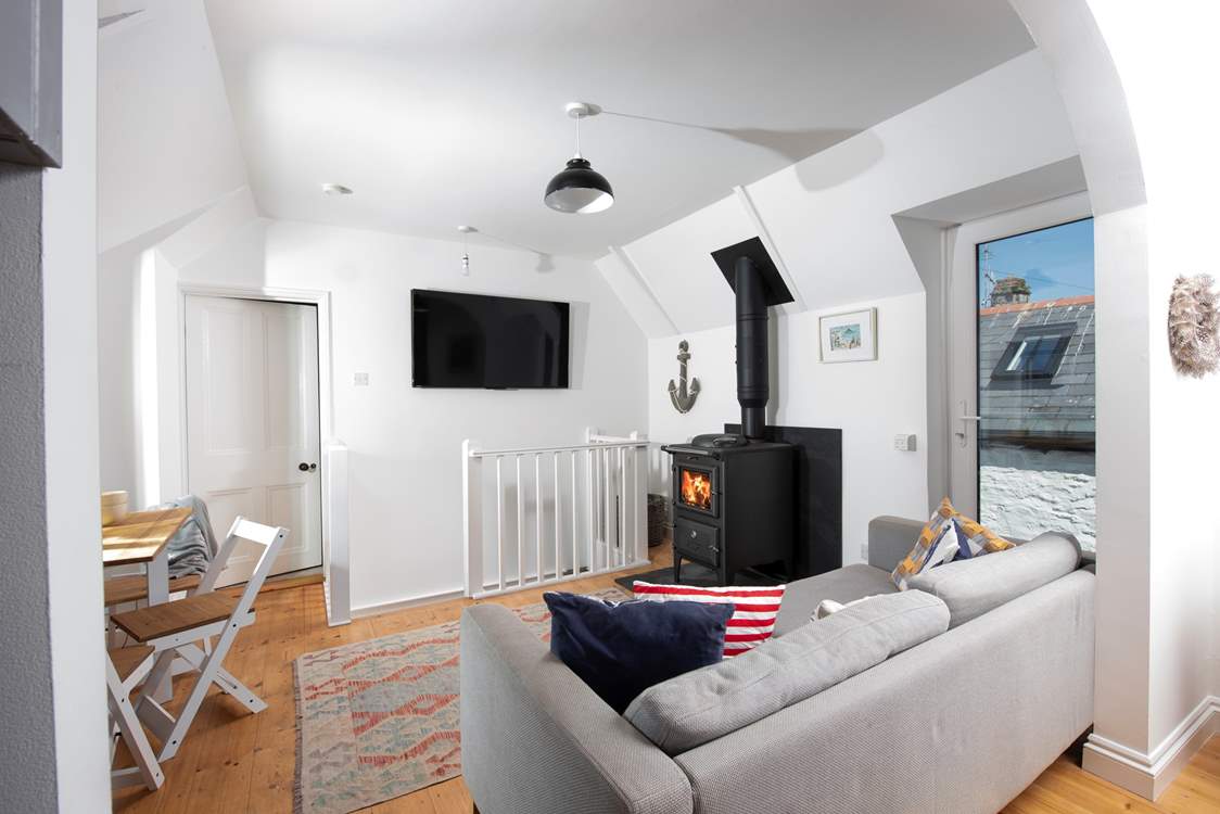 The king-size bedroom is on the ground floor, head down the stairs for a sweet single room and a family bathroom.