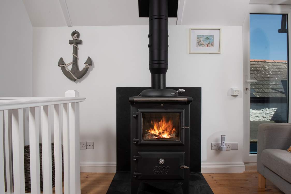 When the south west wind blows, snuggle up by the huge wood-burner.