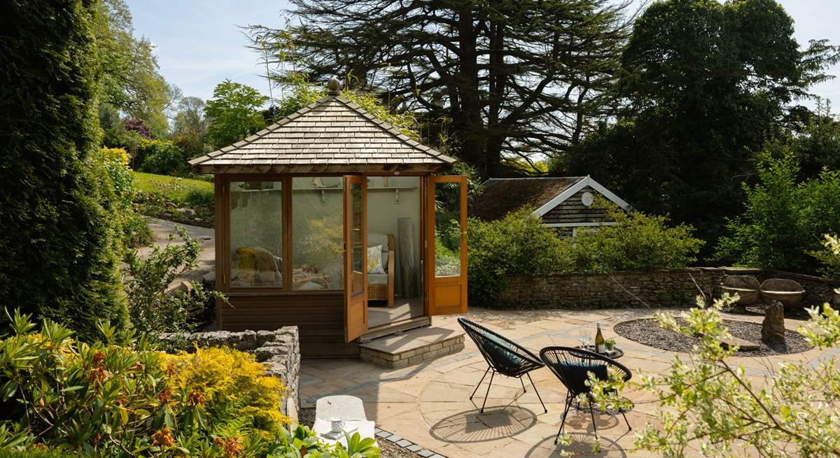 Front patio and summer-house.