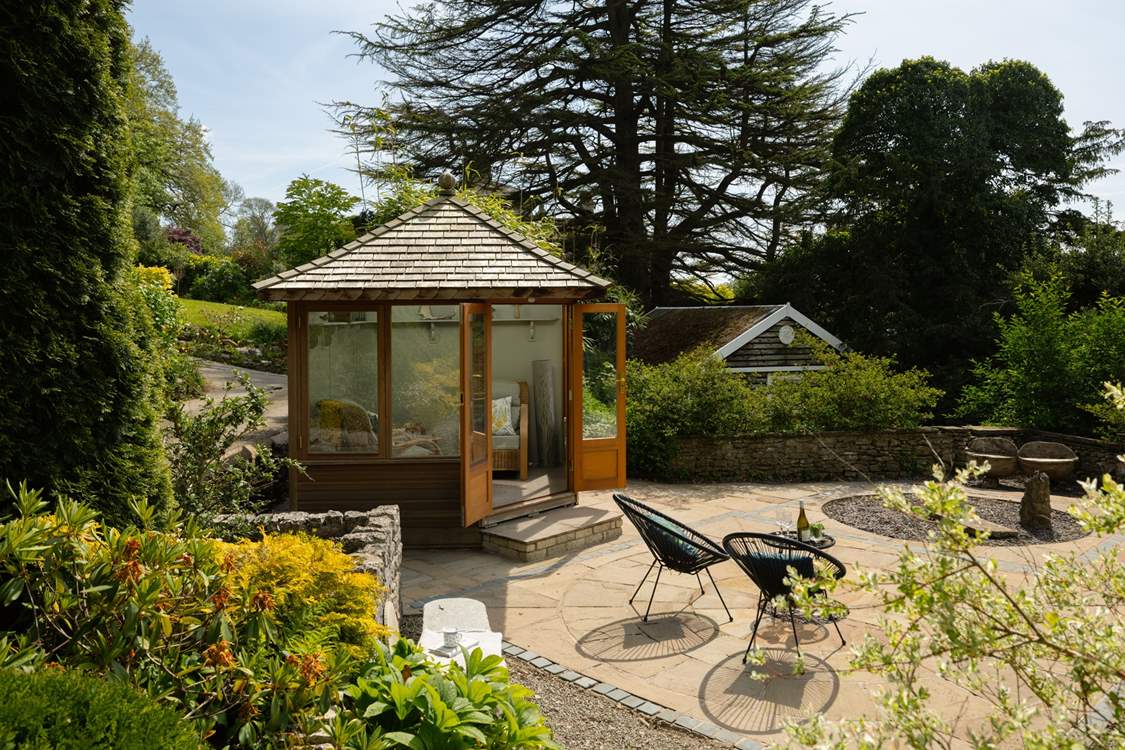 Front patio and summer-house.