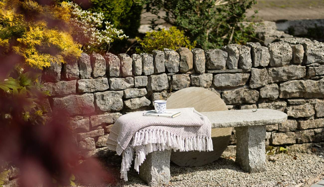A rustic bench for a quiet moment.