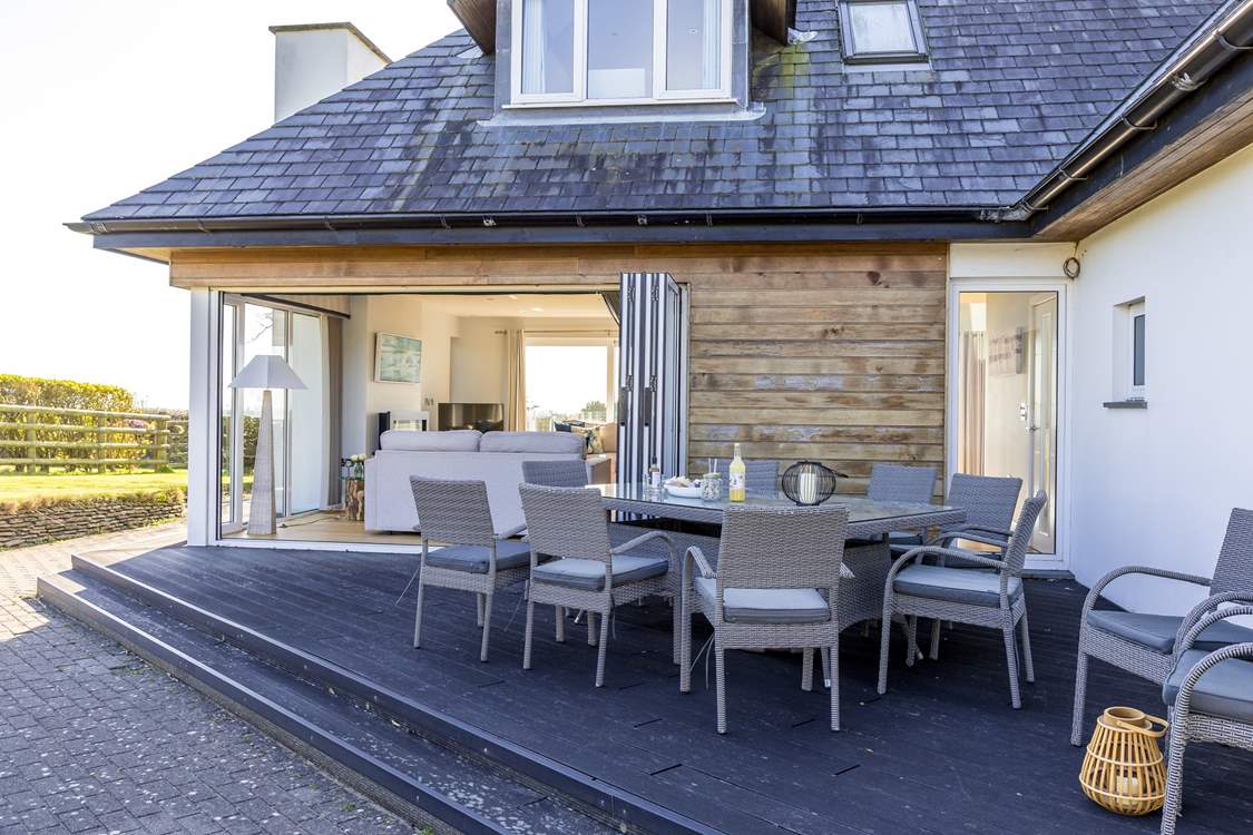 The decking area at the back provides the ideal spot for al fresco dining.