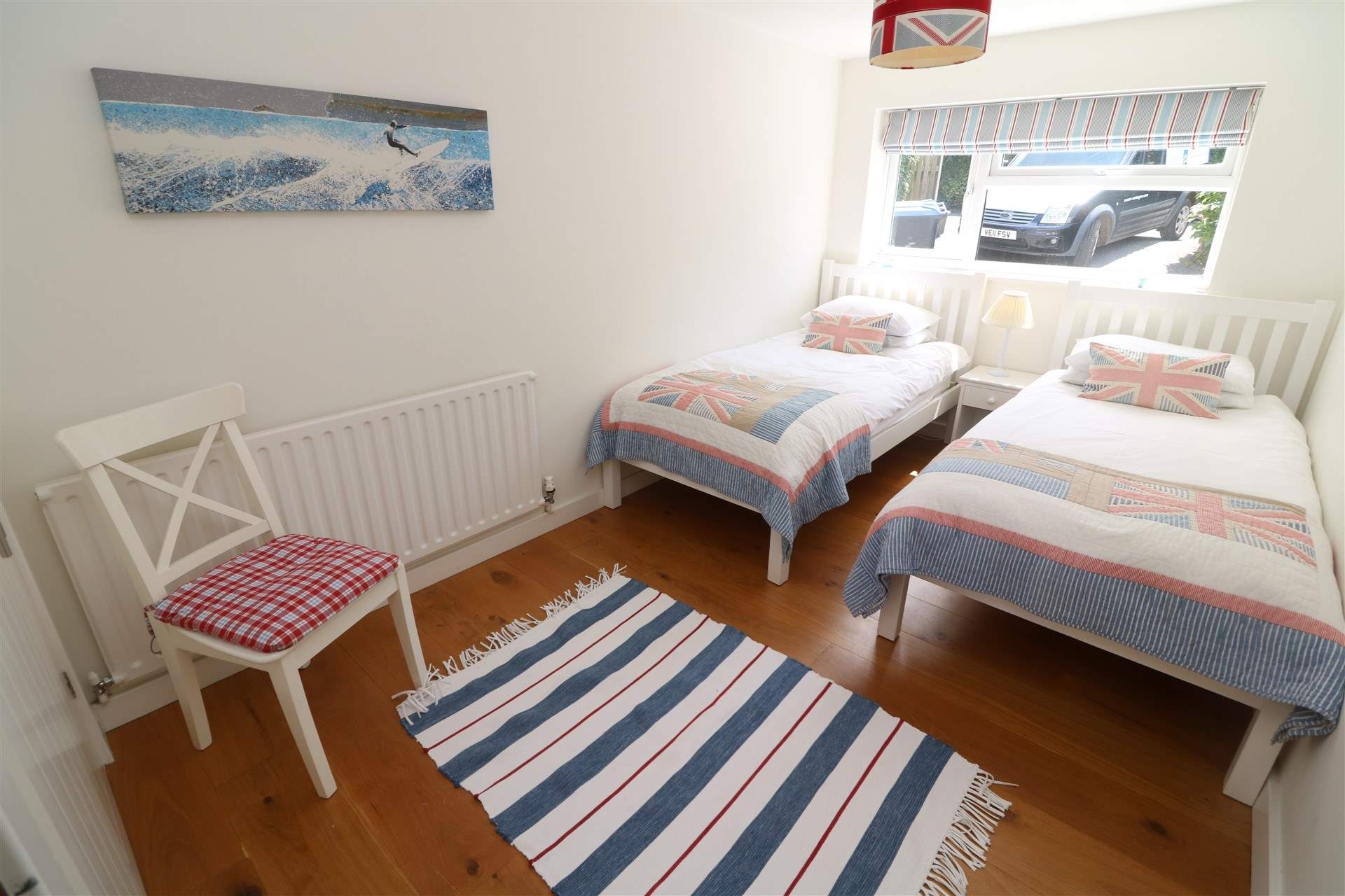 The twin bedroom on the ground floor is ideal for either children or adults. 