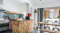 The kitchen is styled and equipped for your enjoyment.