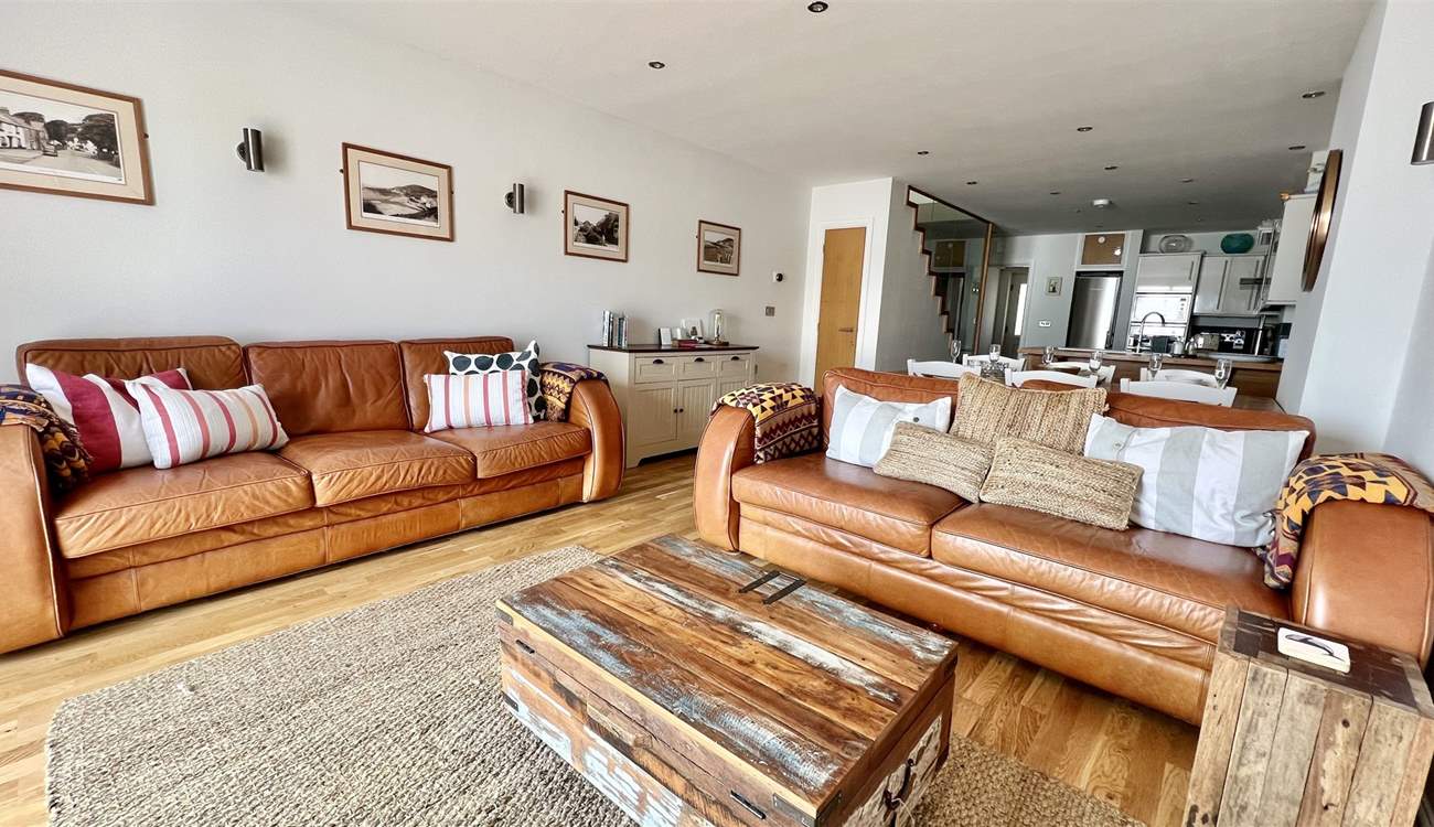 The open plan living space makes the most of the stunning view. 