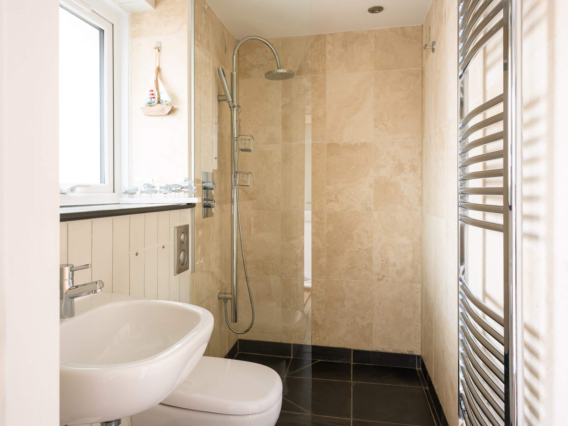 There is a shower-room on the ground floor. 