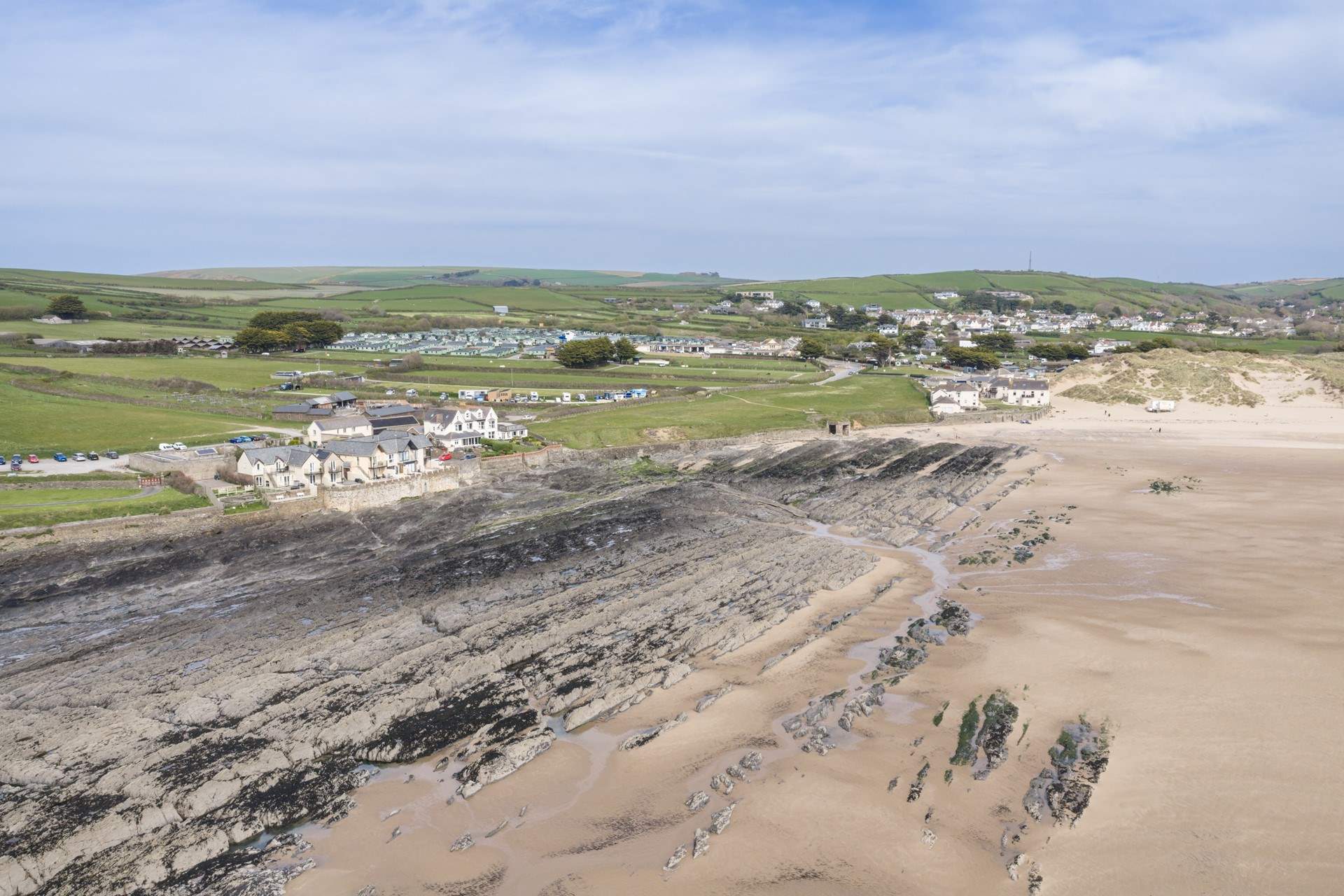 Surfside (to the left of the picture) is in the most fantastic location looking across Croyde Bay.