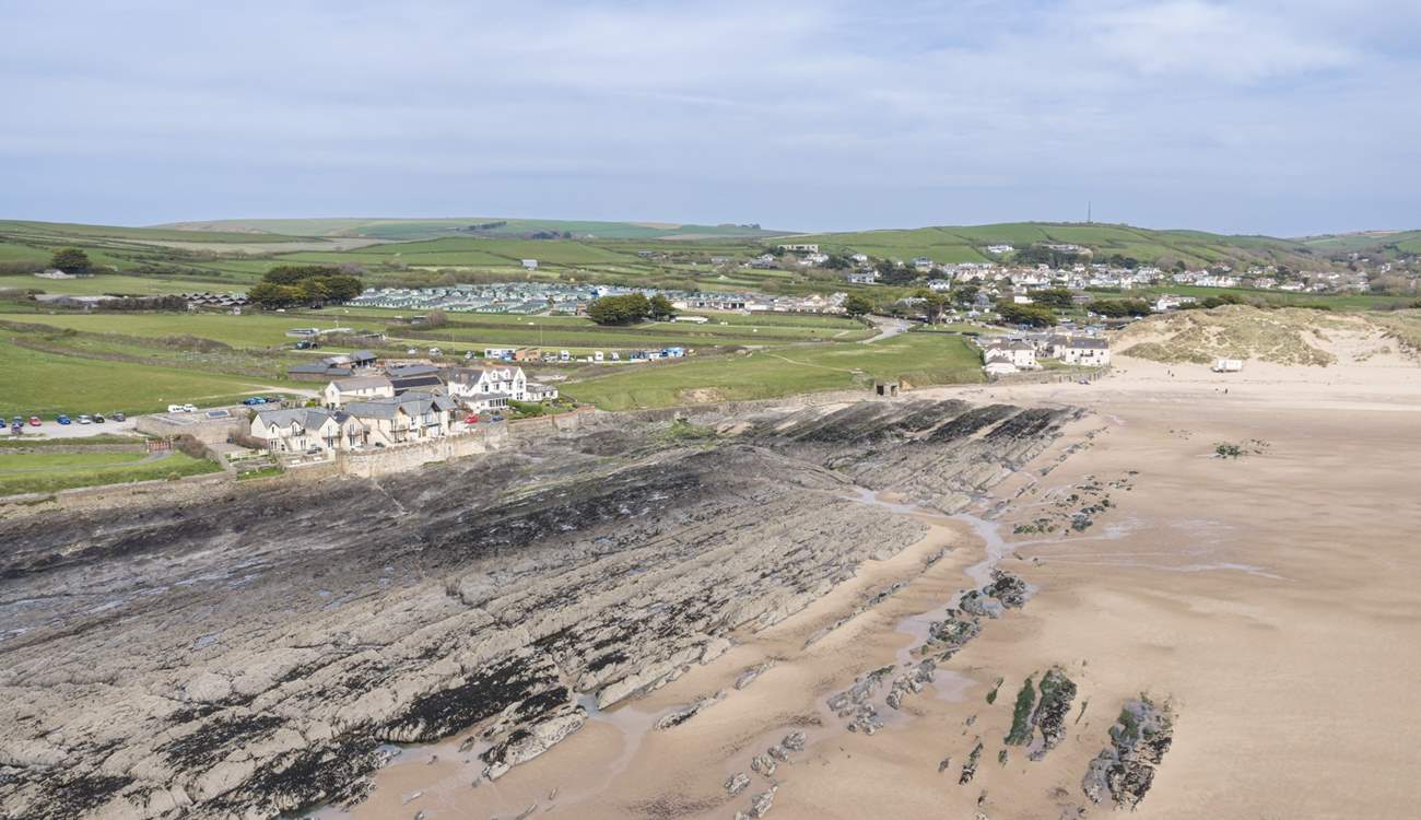 Surfside (to the left of the picture) is in the most fantastic location looking across Croyde Bay.