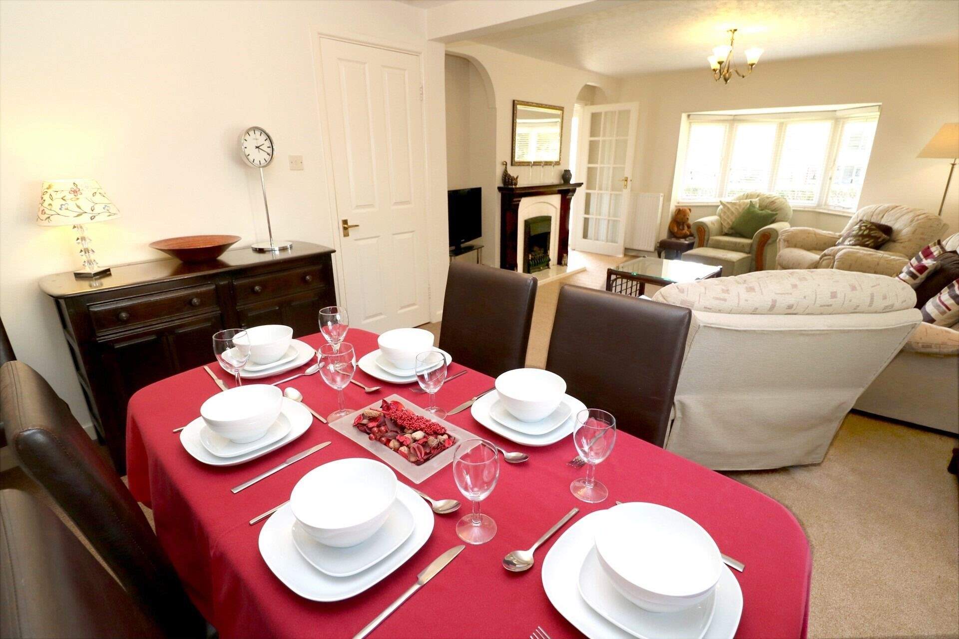 The sitting/dining-room has room for everyone. 