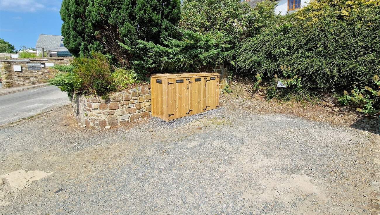 Space for parking and recycling.
