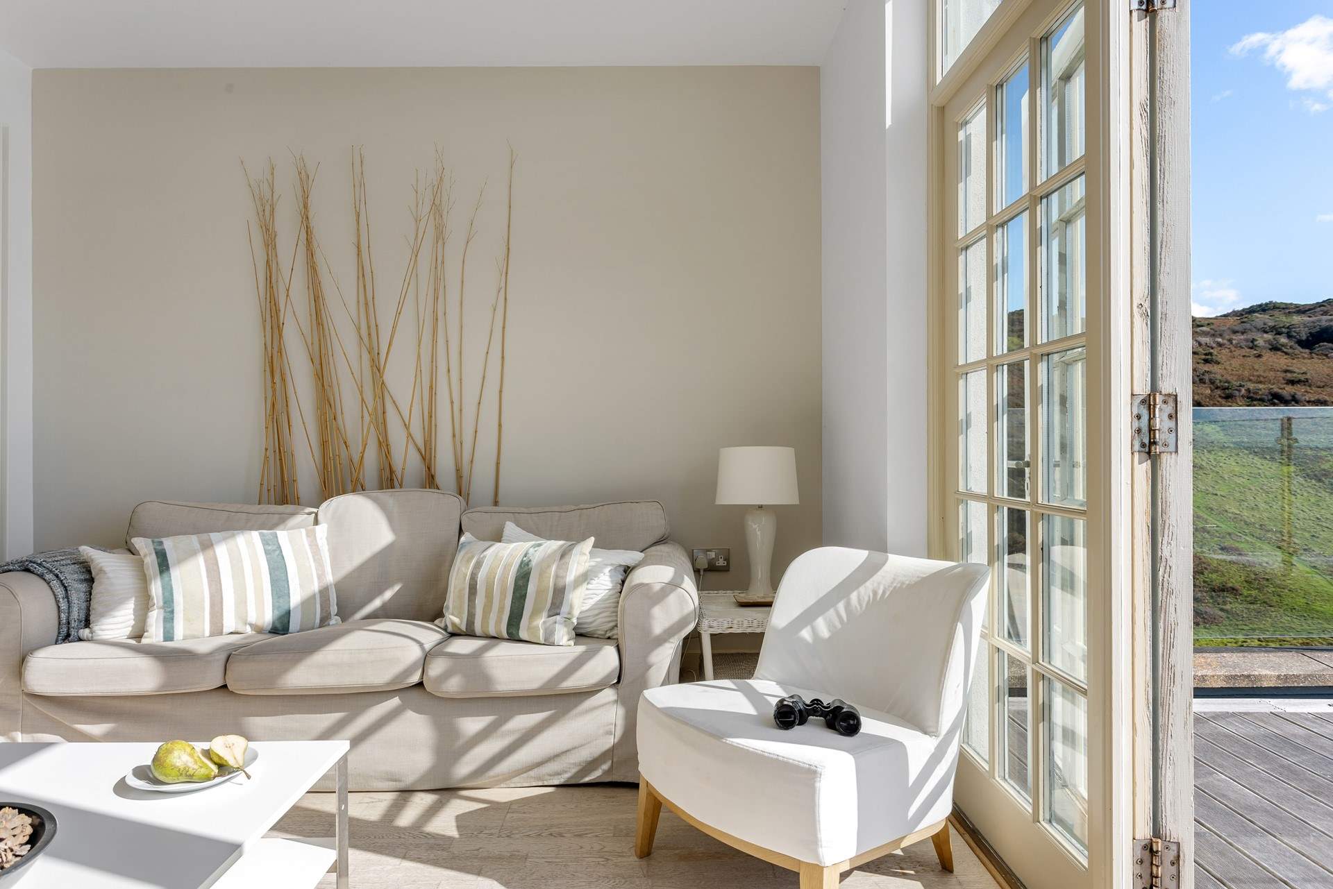 Light and bright, the French doors let the sunlight in.